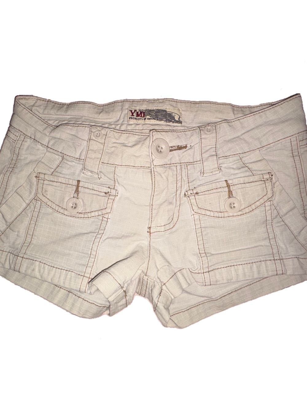 YMI Cream White Low rise Cargo Shorts